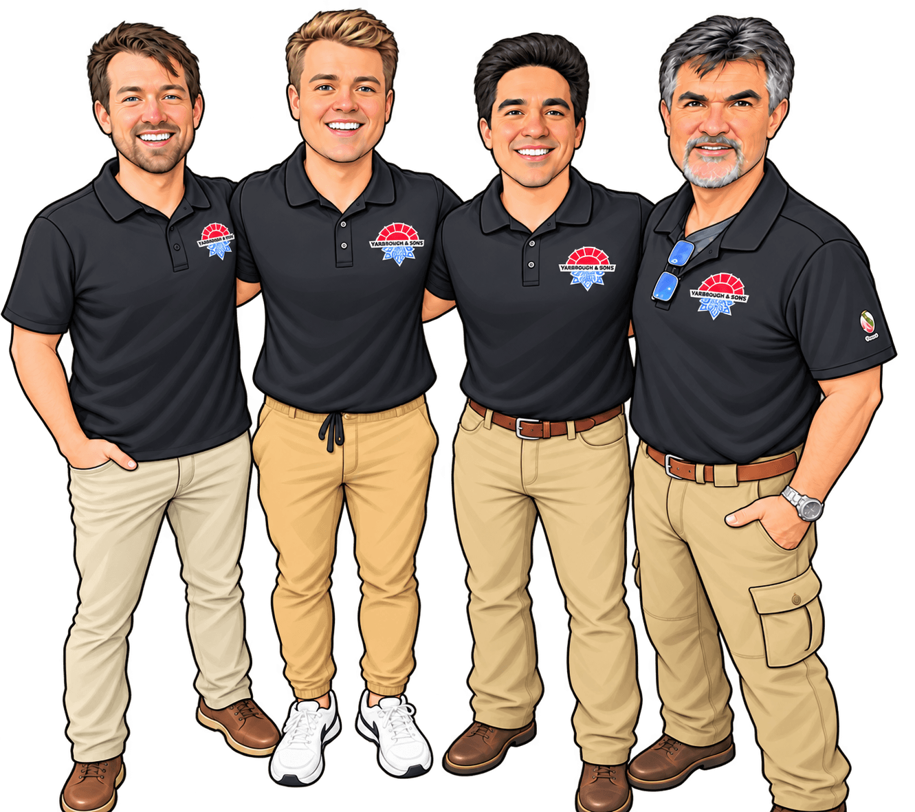 Illustration of Will, Tucker, Kolby, and Darren Yarbrough standing together
