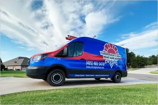 water heater installation truck outside in Oklahoma City