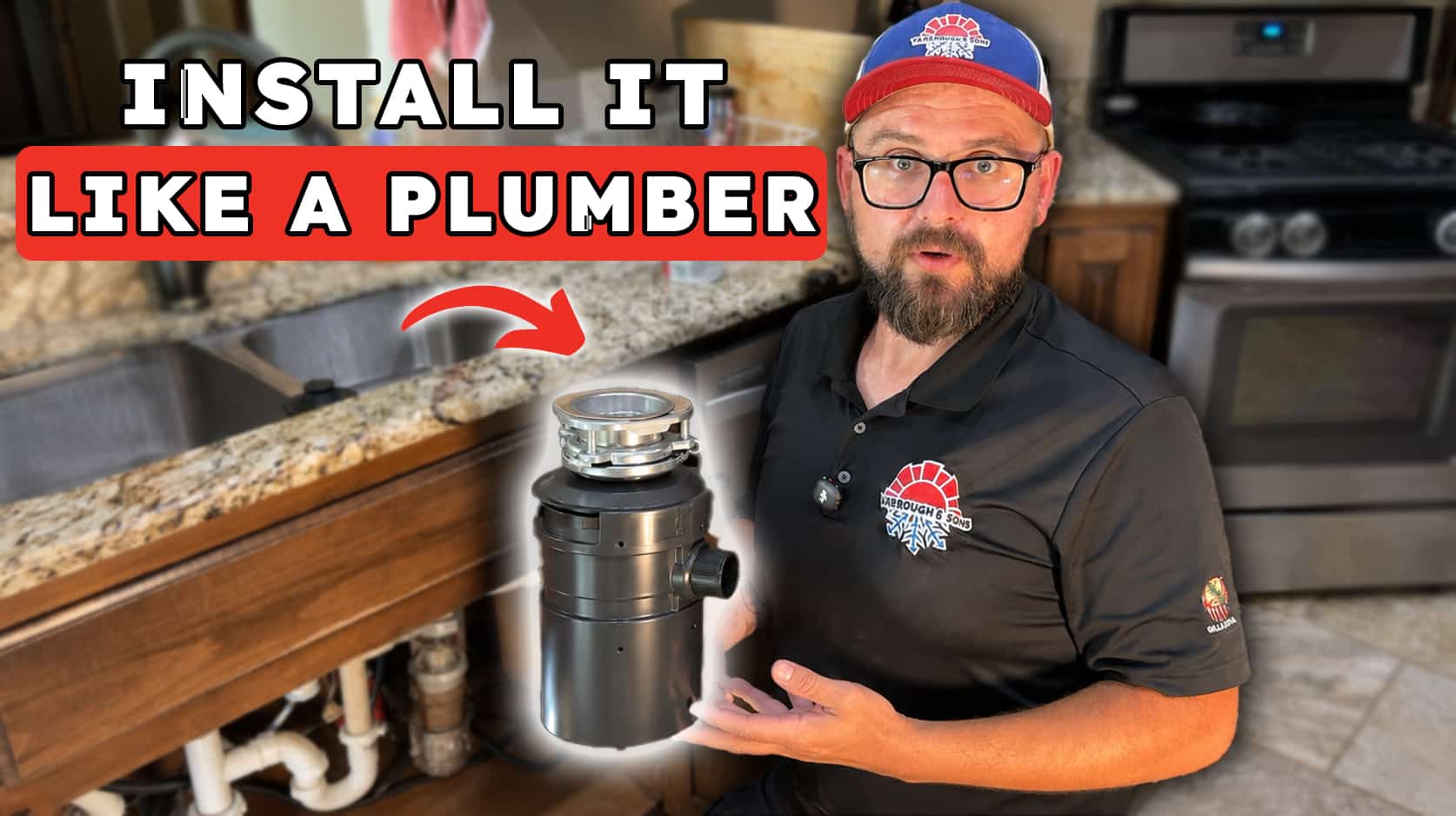 Garbage disposal replacement cost explained by a Yarbrough & Sons plumber installing a new disposal under a kitchen sink