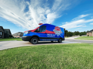 Yarbrough & Sons Plumbing Van outside of a home in Oklahoma City